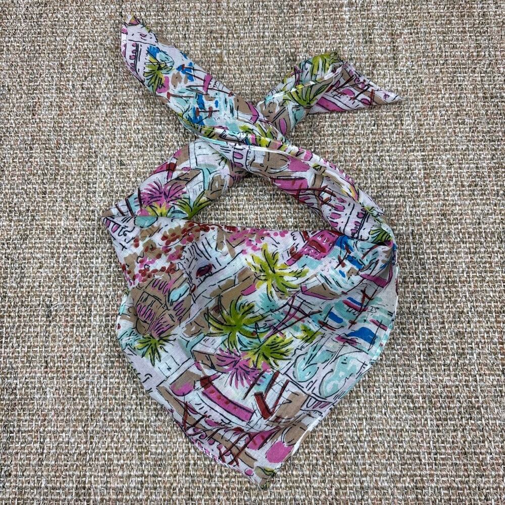 🌴 J.Crew Cotton Scarf | Tropical City Print | 19"